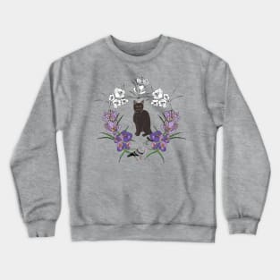 Black cat floral pigeon Crewneck Sweatshirt